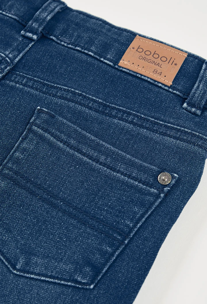 Pantalón niño denim elástico azul
