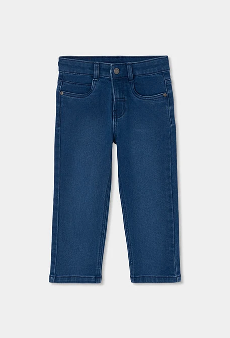 Calças menino em denim elástico azuis