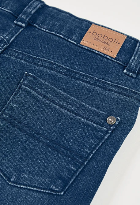 Pantaloni bambino in denim elasticizzato blu