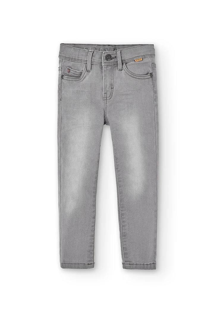 Pantalón denim elástico niño gris