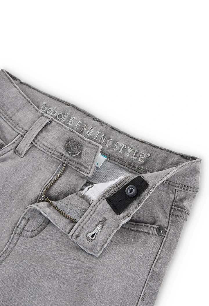 Pantalone denim elasticizzato bambino grigio