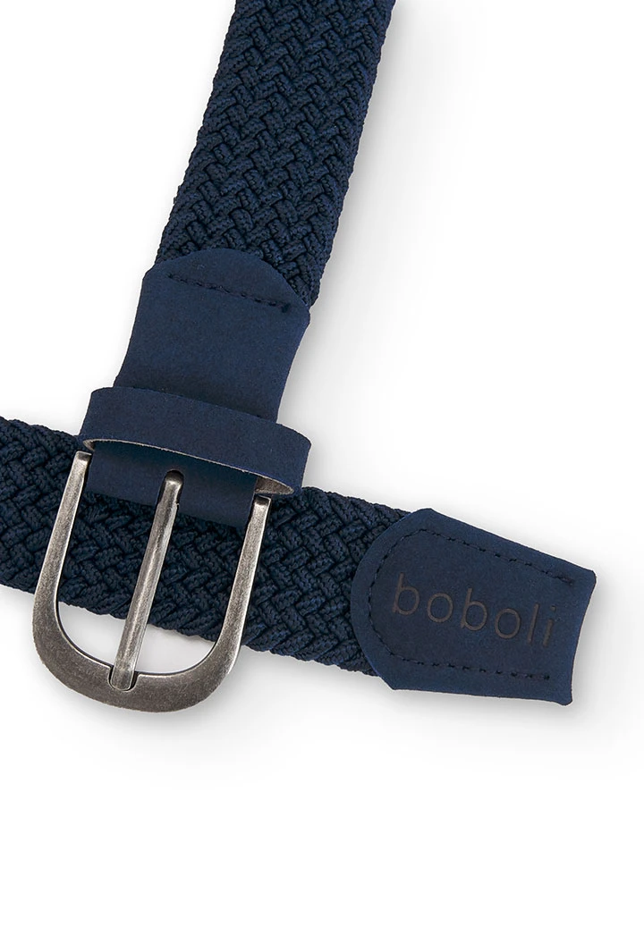 Boys´ navy blue elastic braided belt