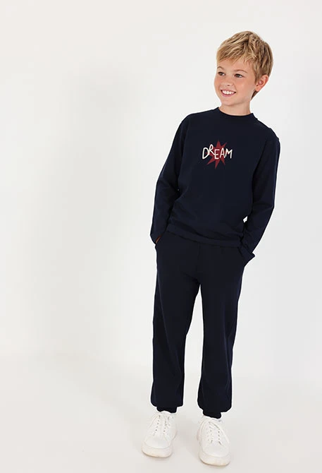 Navy blue boy's fleece trousers