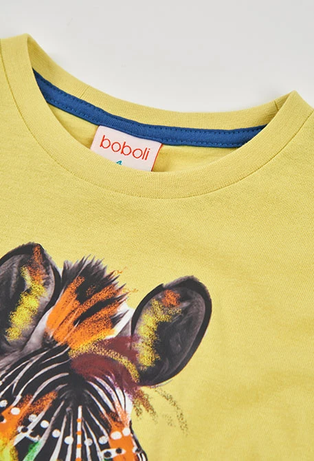 Camiseta criança algodão cor lima zebra