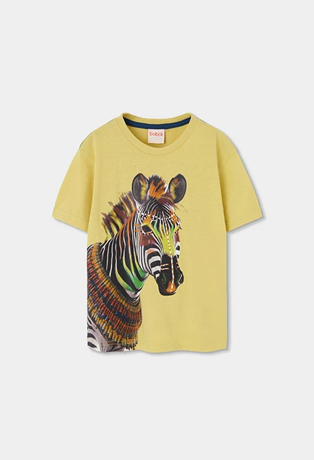 Jungen T-Shirt Baumwolle Farbe Limette Zebra