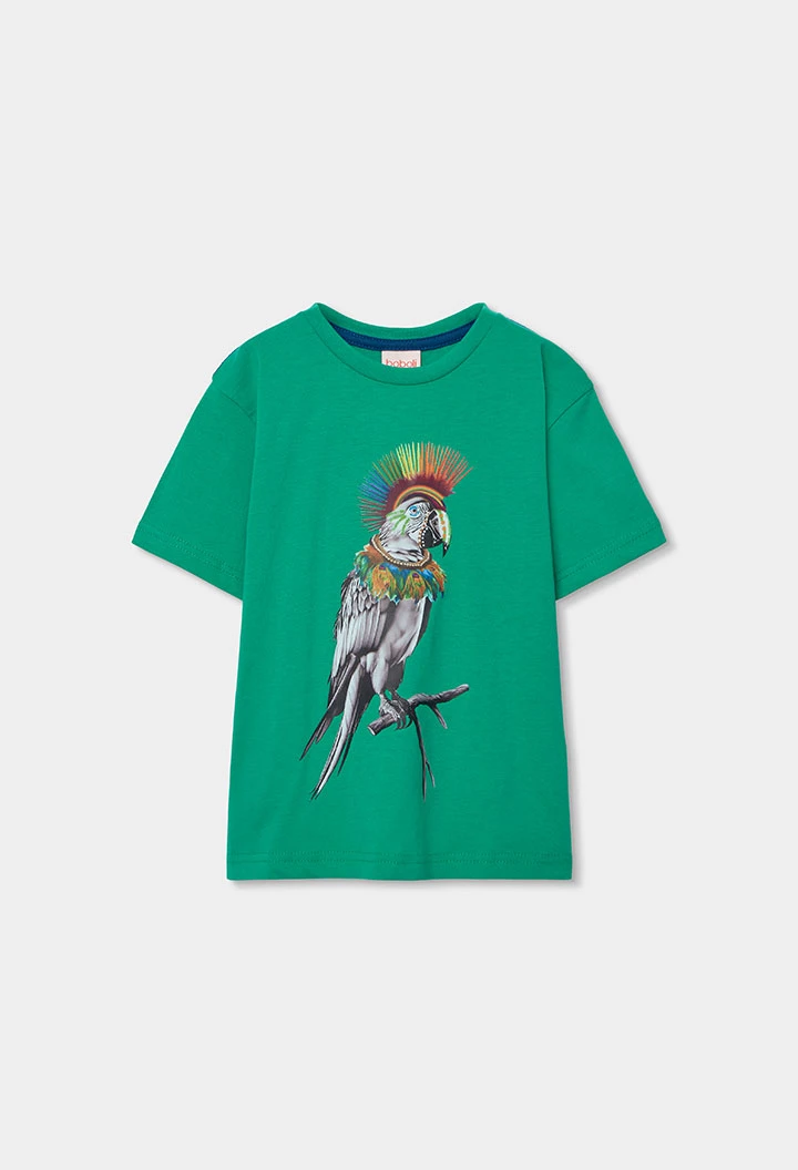 Camiseta criança algodão verde papagaio