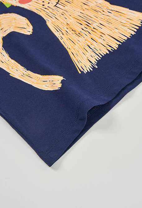 T-shirt garçon coton bleu marine lion