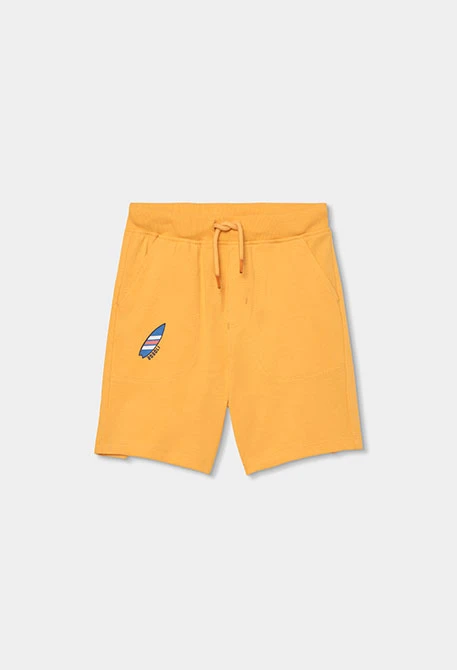Yellow cotton Bermuda shorts