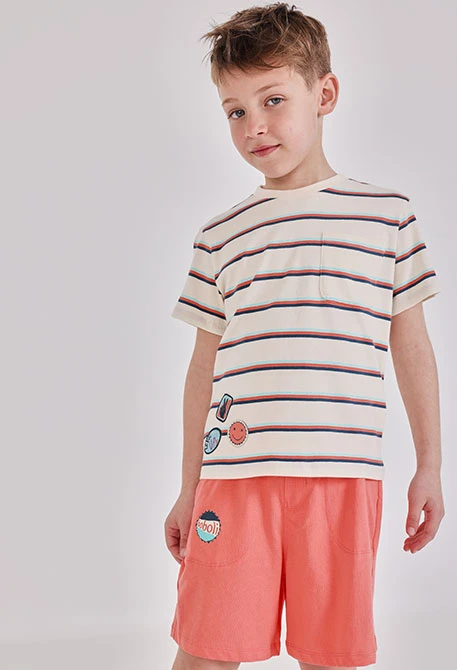 Orange cotton Bermuda shorts