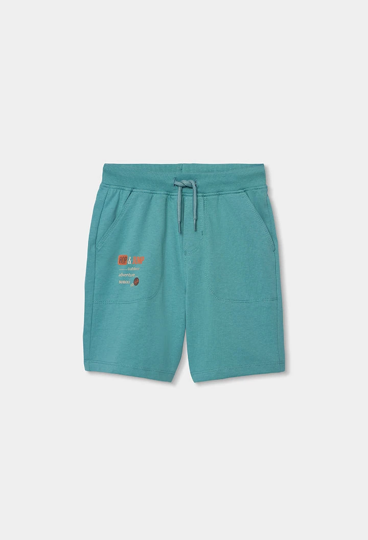 Water green cotton Bermuda shorts
