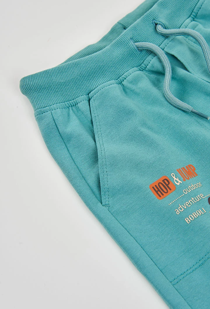 Water green cotton Bermuda shorts