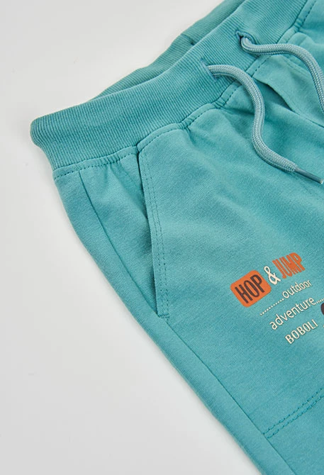 Water green cotton Bermuda shorts