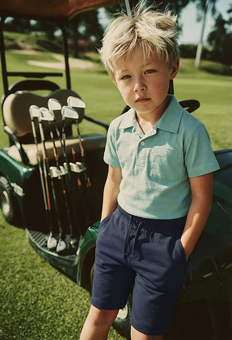Navy blue cotton Bermuda shorts