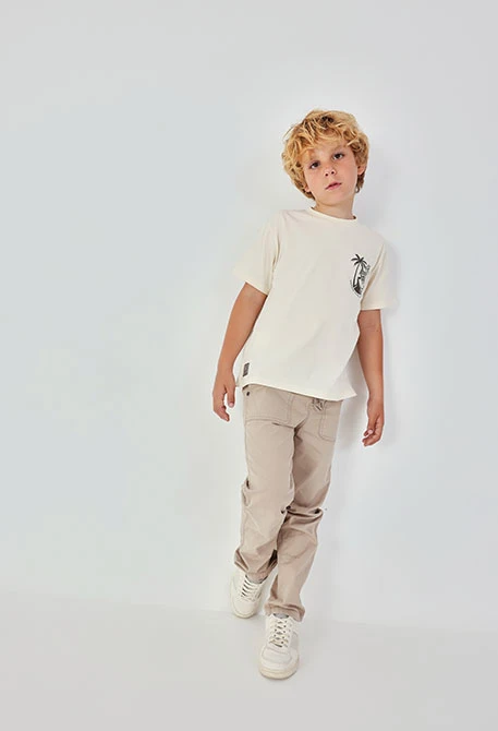 Pantalón de niño algodón beige