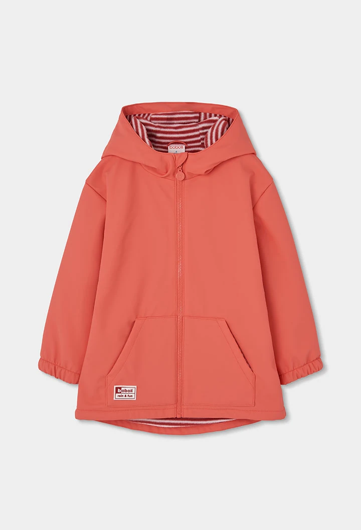 Impermeable con capucha naranja con cremallera