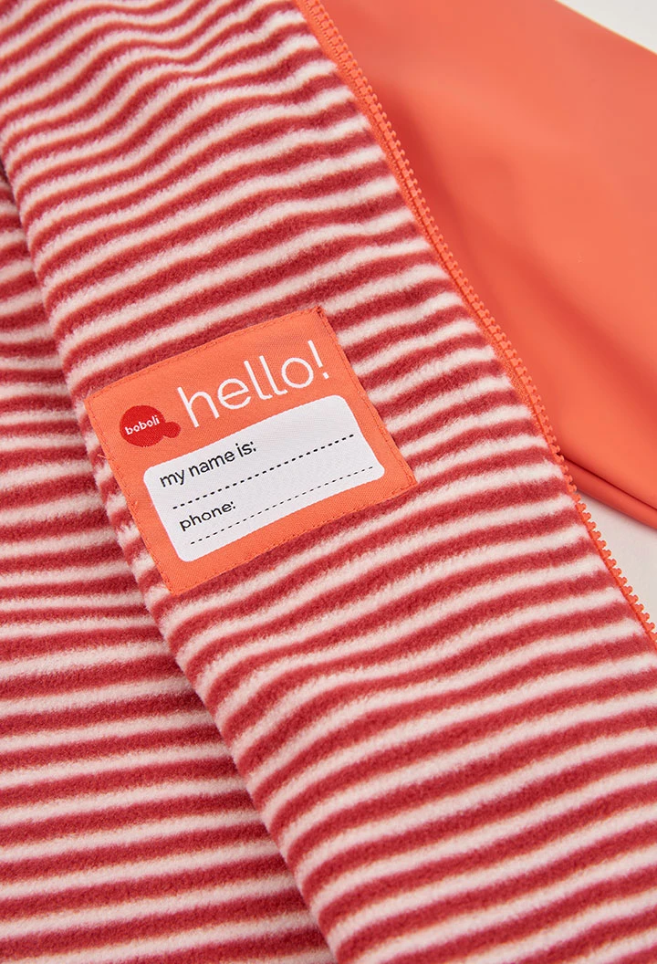 Impermeable con capucha naranja con cremallera