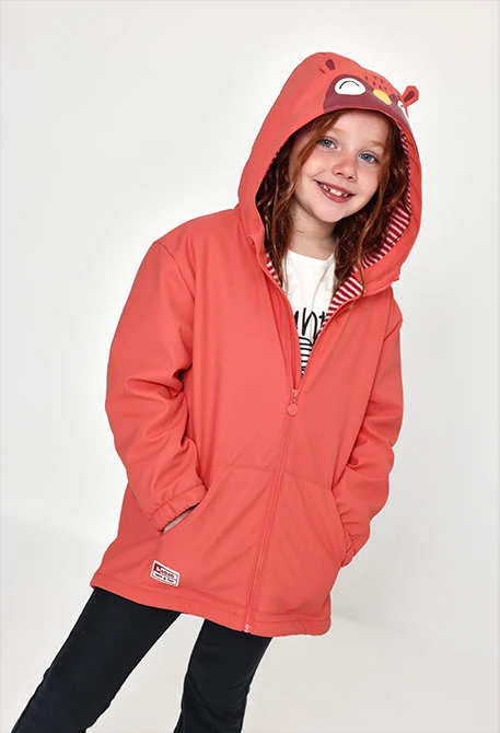 Impermeable con capucha naranja con cremallera