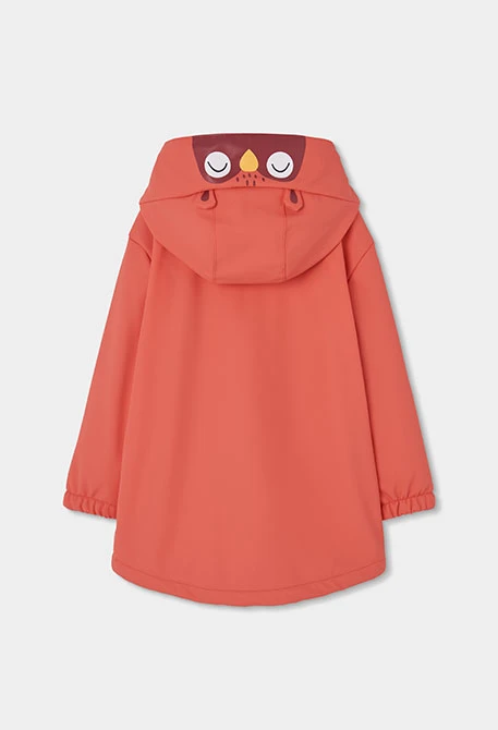 Zip-up orange hooded raincoat