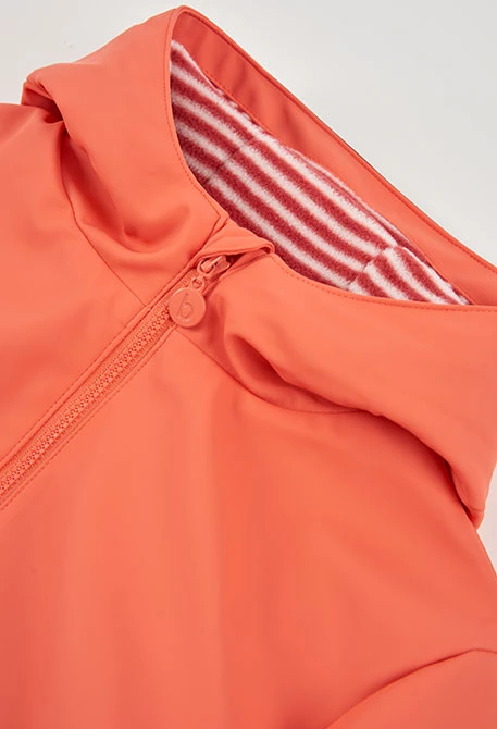 Imperméable à capuche orange avec fermeture éclair
