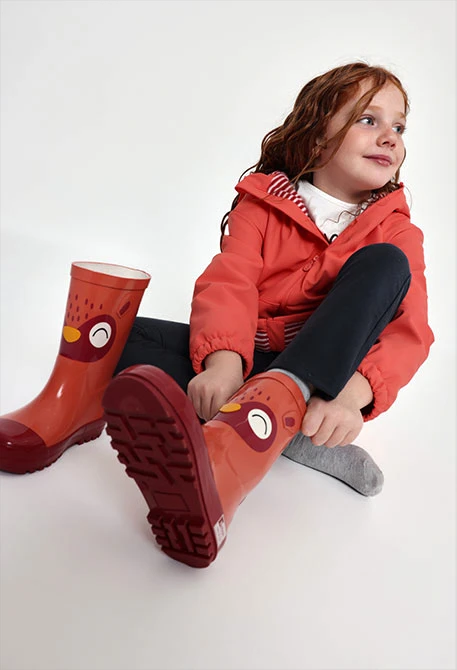 Botte orange imprimé hibou