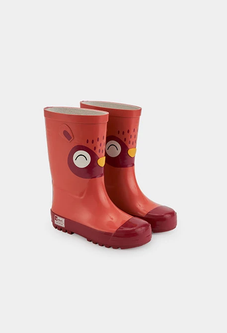 Orange owl print boot