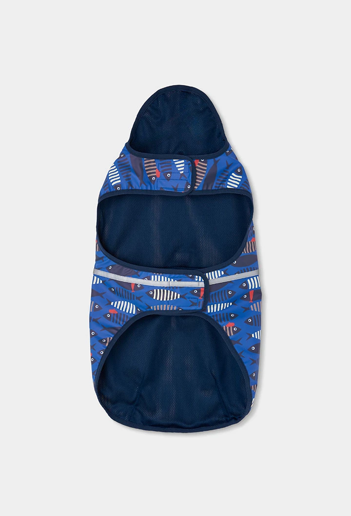Fish print dog raincoat with hood