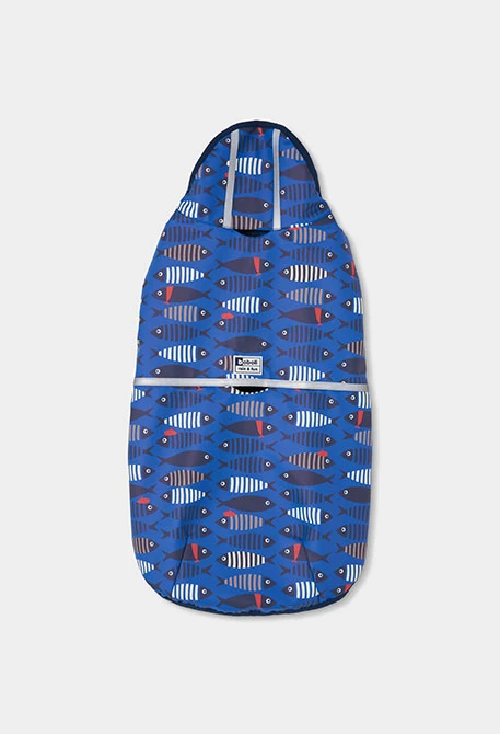 Fish print dog raincoat with hood