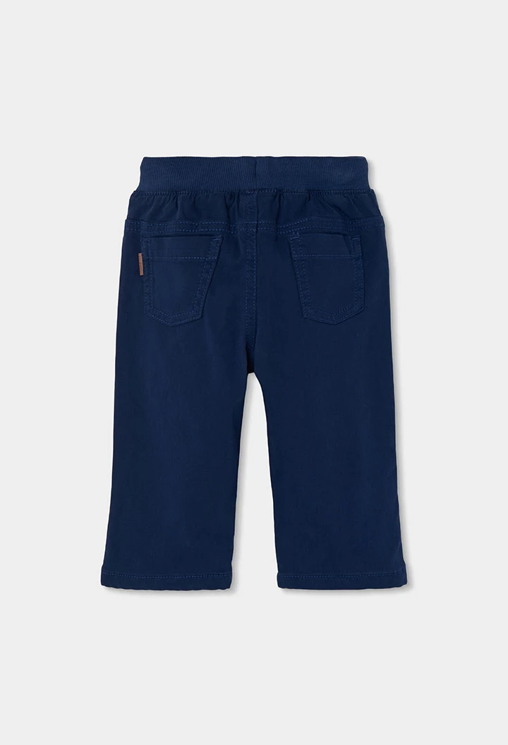 Pantalon doublé garçon bleu marine avec cordon