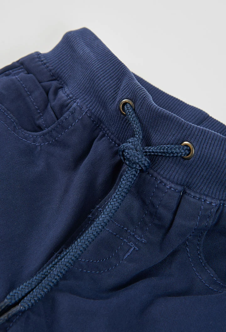 Pantalon doublé garçon bleu marine avec cordon