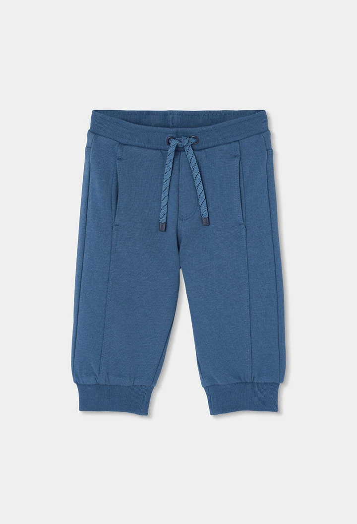 Pantalon molleton garçon bleu avec cordon