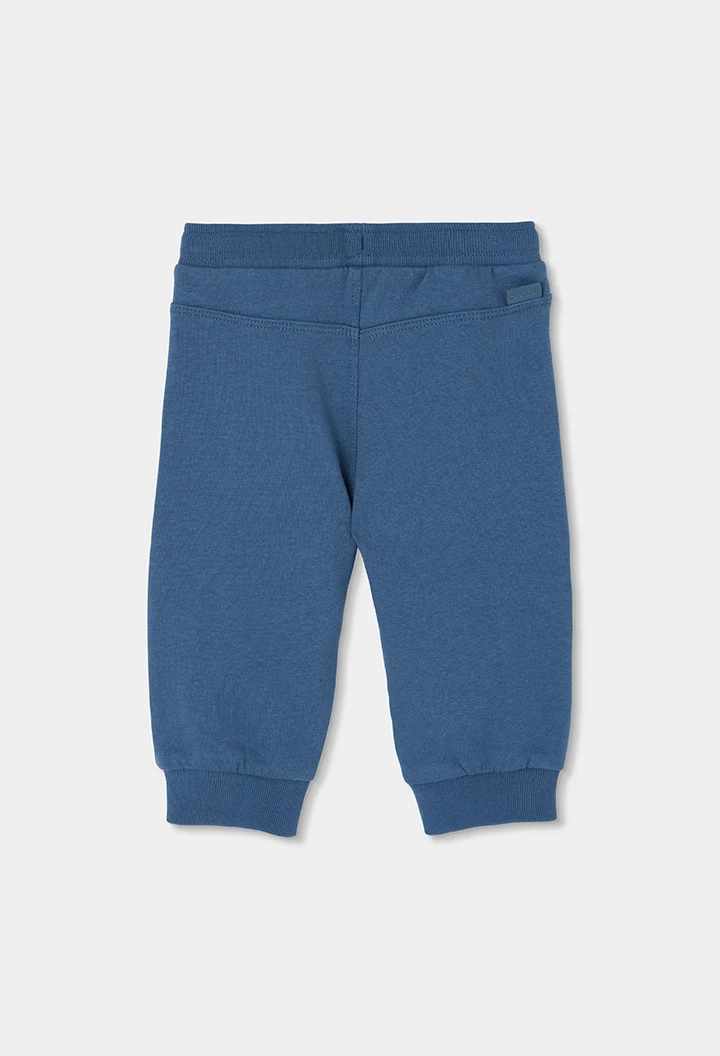 Pantalon molleton garçon bleu avec cordon