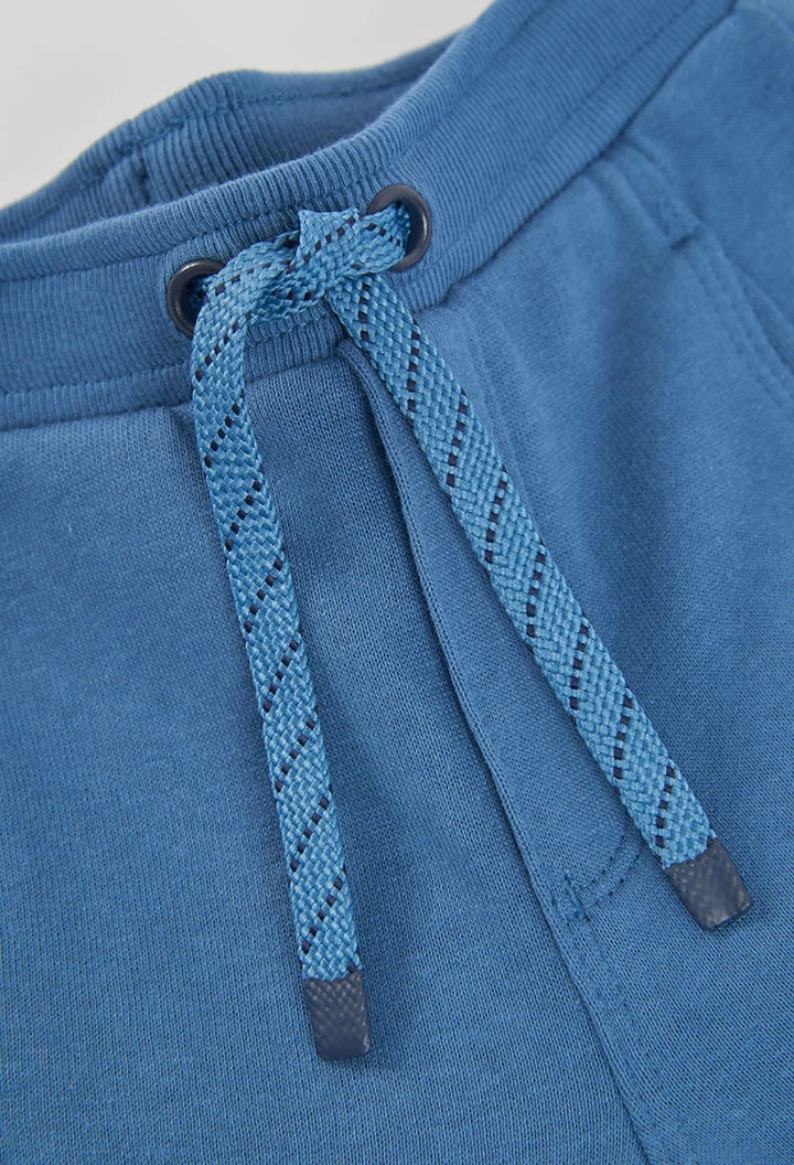 Pantalon molleton garçon bleu avec cordon