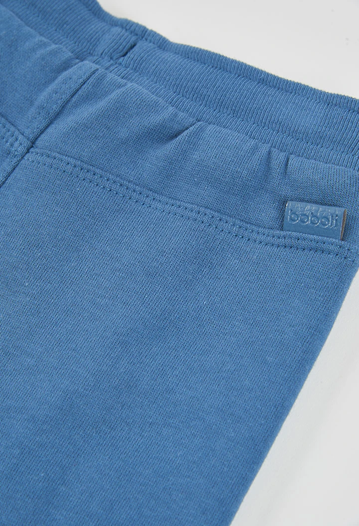 Pantalon molleton garçon bleu avec cordon