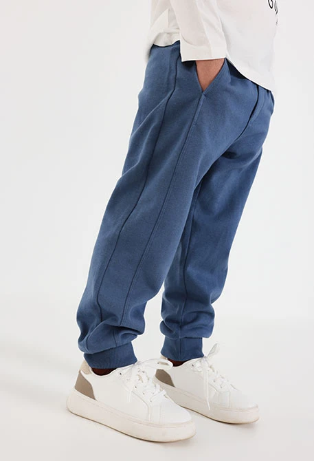 Boy\'s blue towelling trousers with drawstring