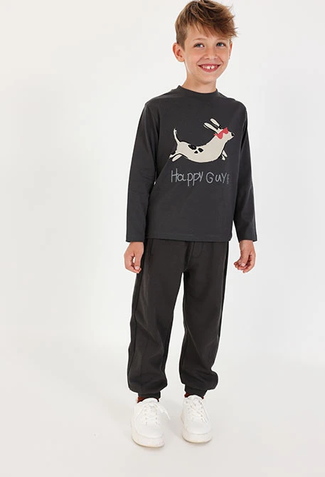 Pantalons de pelfa nen gris amb cordó