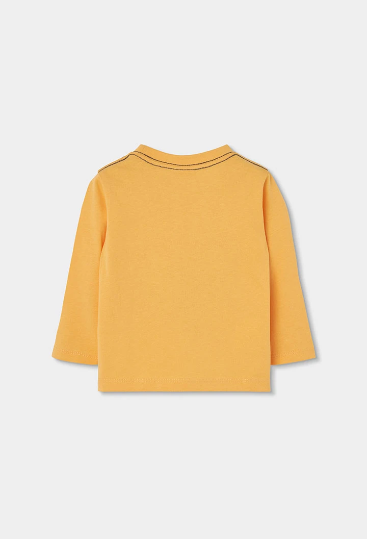 Camiseta de malha menino amarela estampado gato