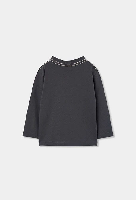 Graues Jungen-Strick-T-Shirt mit Hasenaufdruck