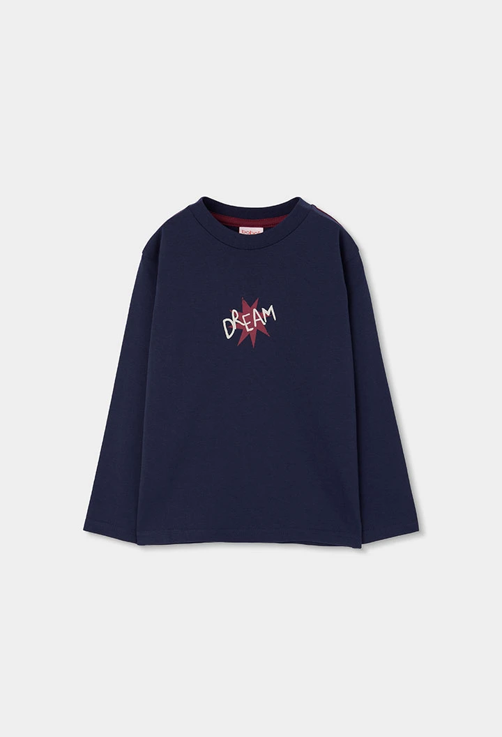 T-shirt en maille garçon bleu marine imprimé Dream