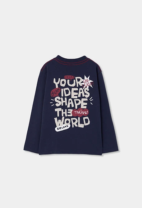 T-shirt en maille garçon bleu marine imprimé Dream