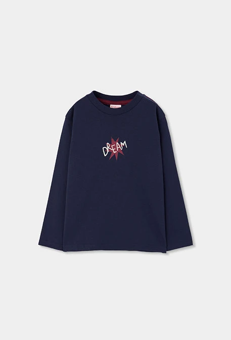 T-shirt en maille garçon bleu marine imprimé Dream
