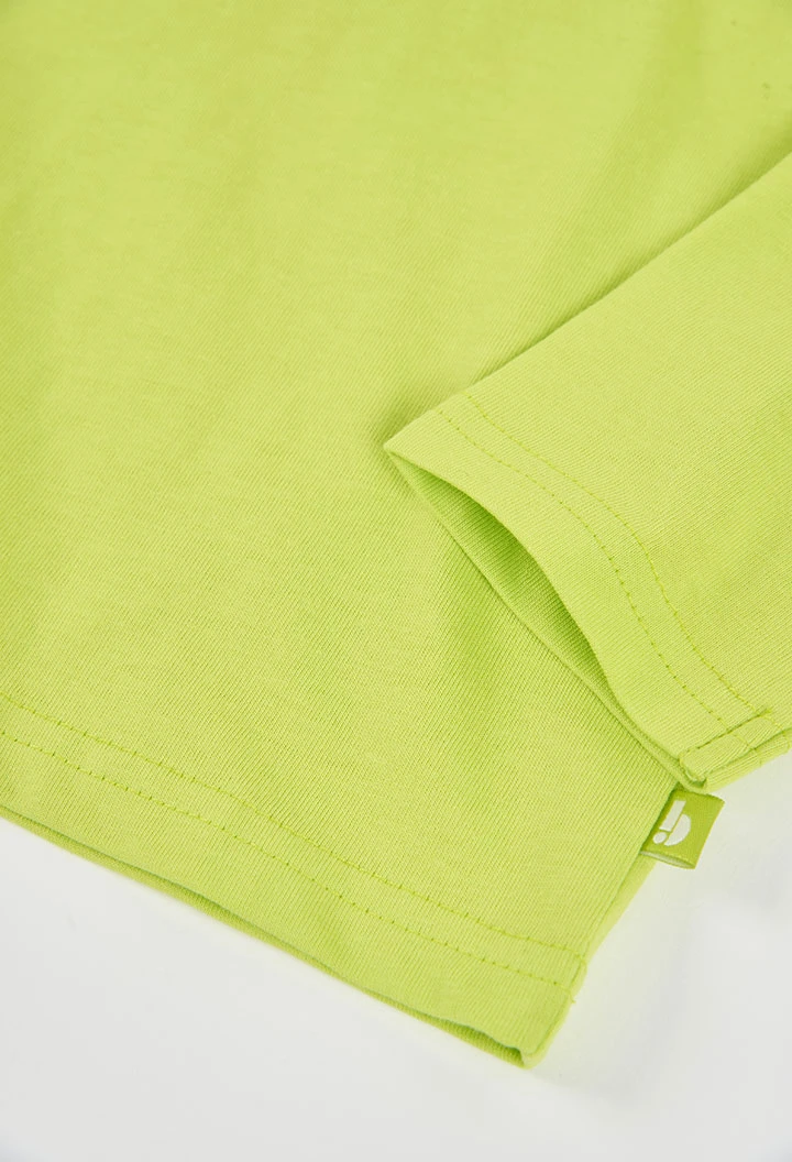 T-shirt en maille garçon vert imprimé Smile