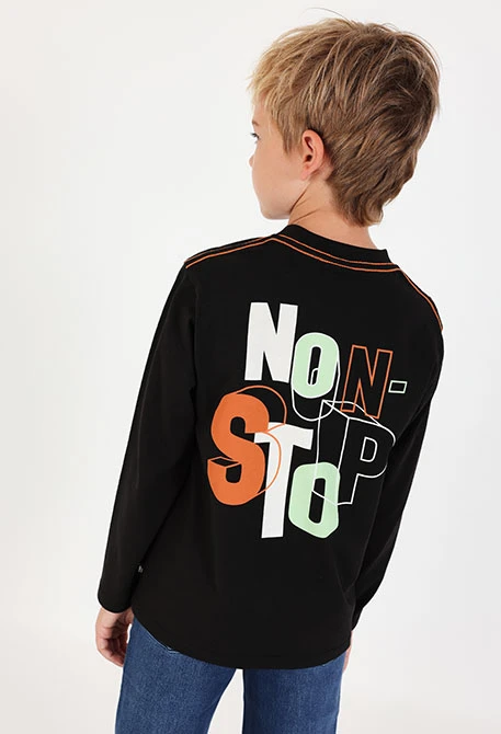 Black printed MOVE knit T-shirt for boys