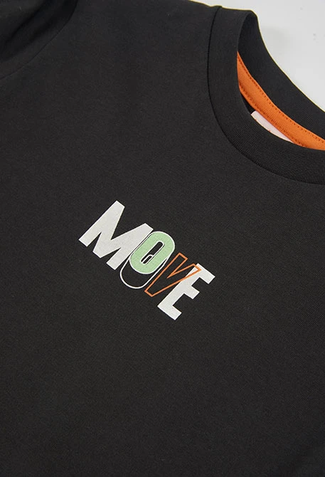 T-shirt en maille garçon noir imprimé MOVE