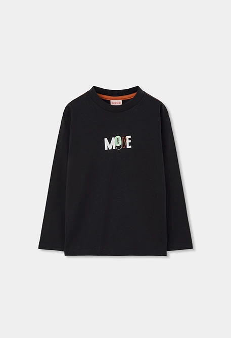 Black printed MOVE knit T-shirt for boys