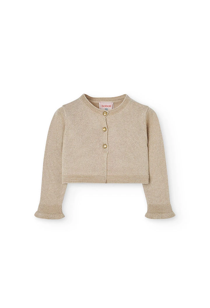 Knitted jacket for baby girl in beige colour