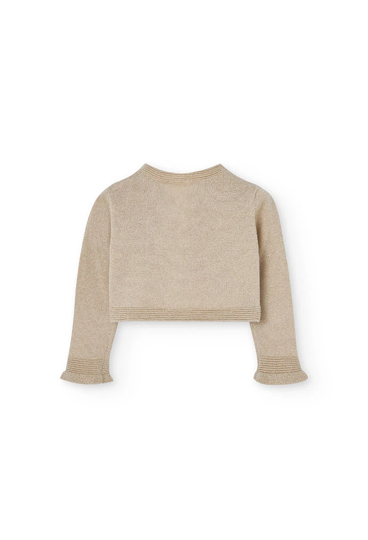 Knitted jacket for baby girl in beige colour