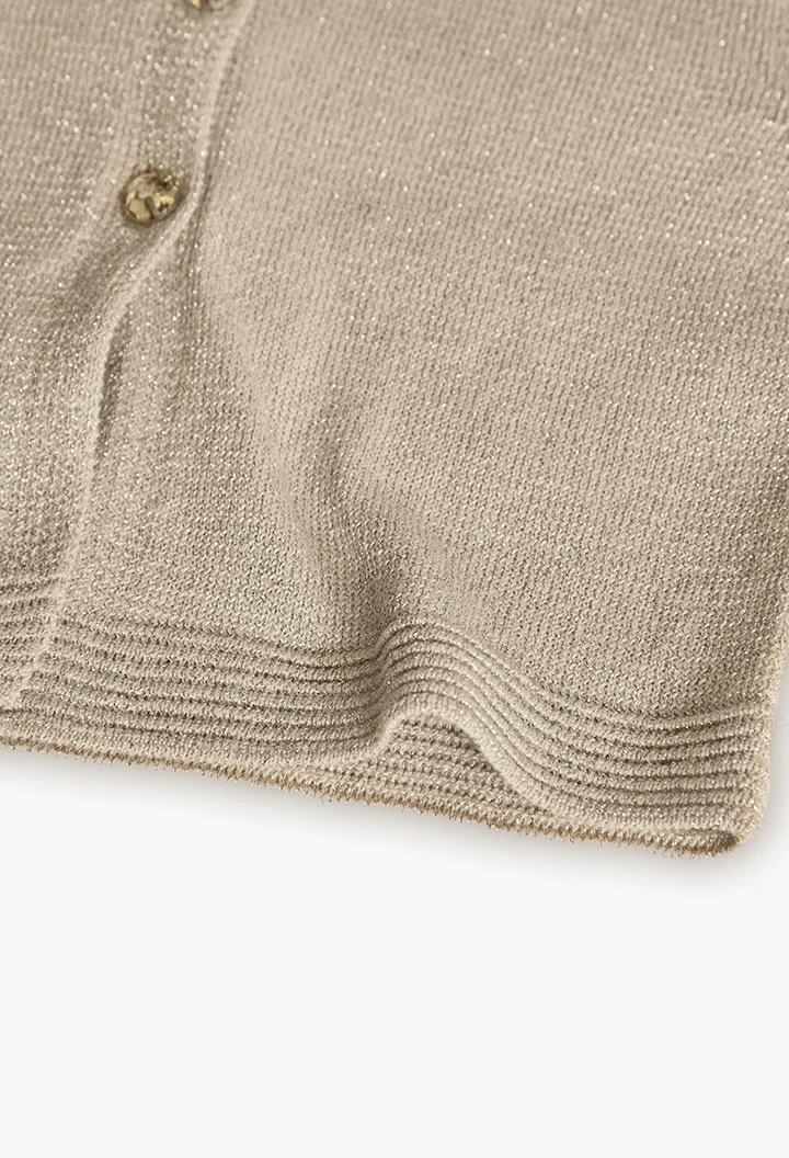 Knitted jacket for baby girl in beige colour