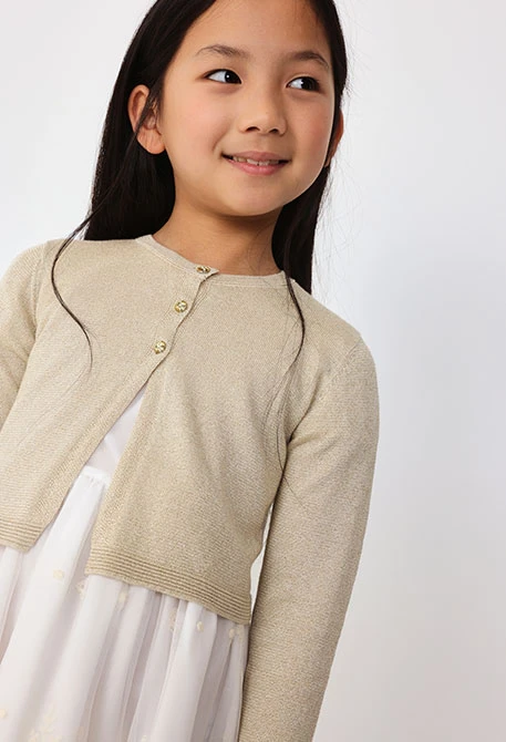 Giacca a maglia per neonata in colore beige