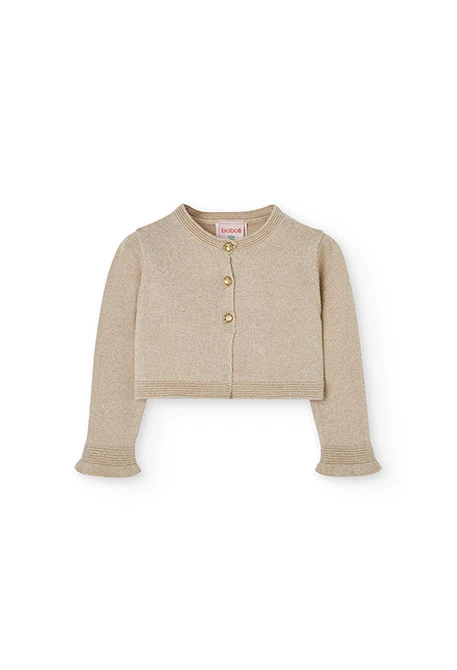 Chaqueta de tricotosa para bebé niña en color beige