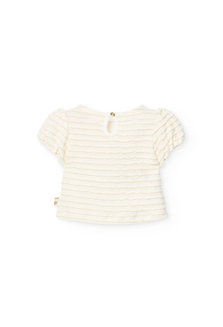 Maglietta di maglia per neonata in colore bianco.